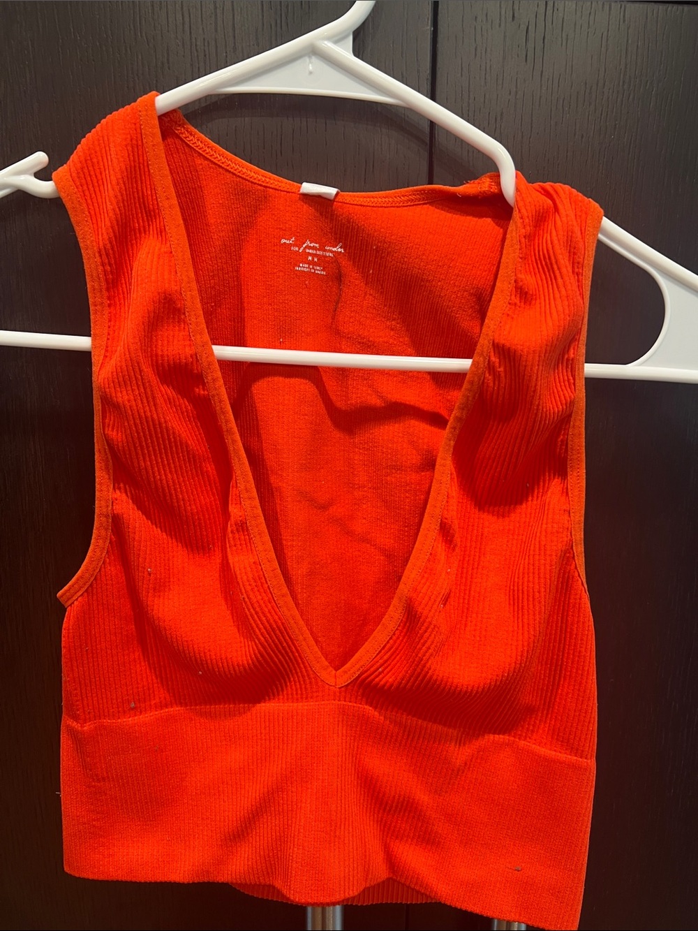 Urban outfitters V Ribbed Crop Tank - Bright Orange